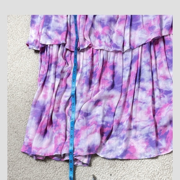 Playa Lucila Maxi Dress Strapless Tiered Maxi Dress Shirred Top Purple Pastel XS - Picture 10 of 16
